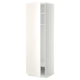METOD high cabinet w shelves/wire basket, white/Veddinge white, 60x60x200 cm