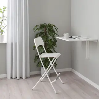 FRANKLIN/NORBERG set: Folding table + chair, white + counter height white/white, 74x60 cm