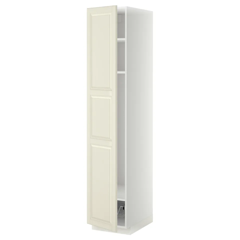IKEA METOD off-white cabinet, tall, rectangular, wood, adjustable shelf, two doors.