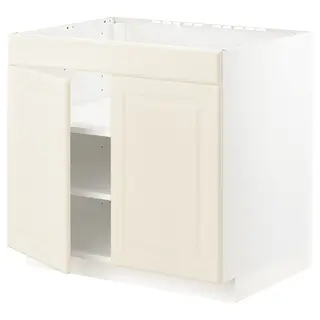 METOD base cab f hob/drawer/shelves/2 drs, white/Bodbyn off-white, Width 80.0 x Depth 61.9 cm