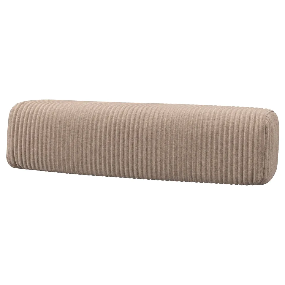 The JÄTTEBO cushion is light beige, rectangular, with wide wale corduroy texture, soft and comfortable to the touch.