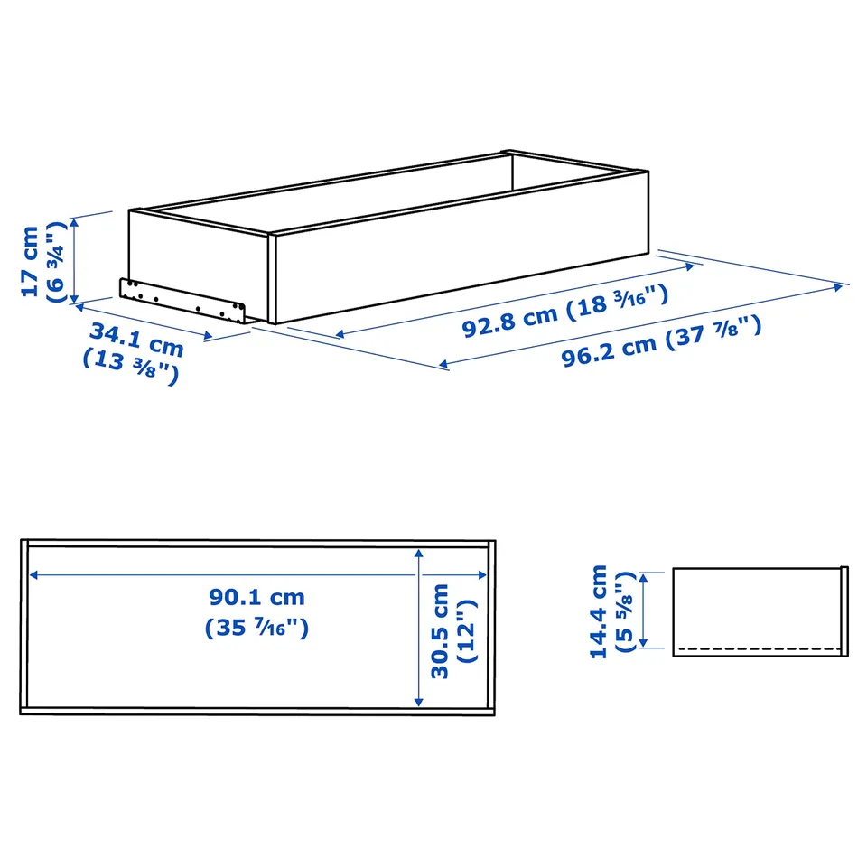 Illustration with measurements for the product: KOMPLEMENT.