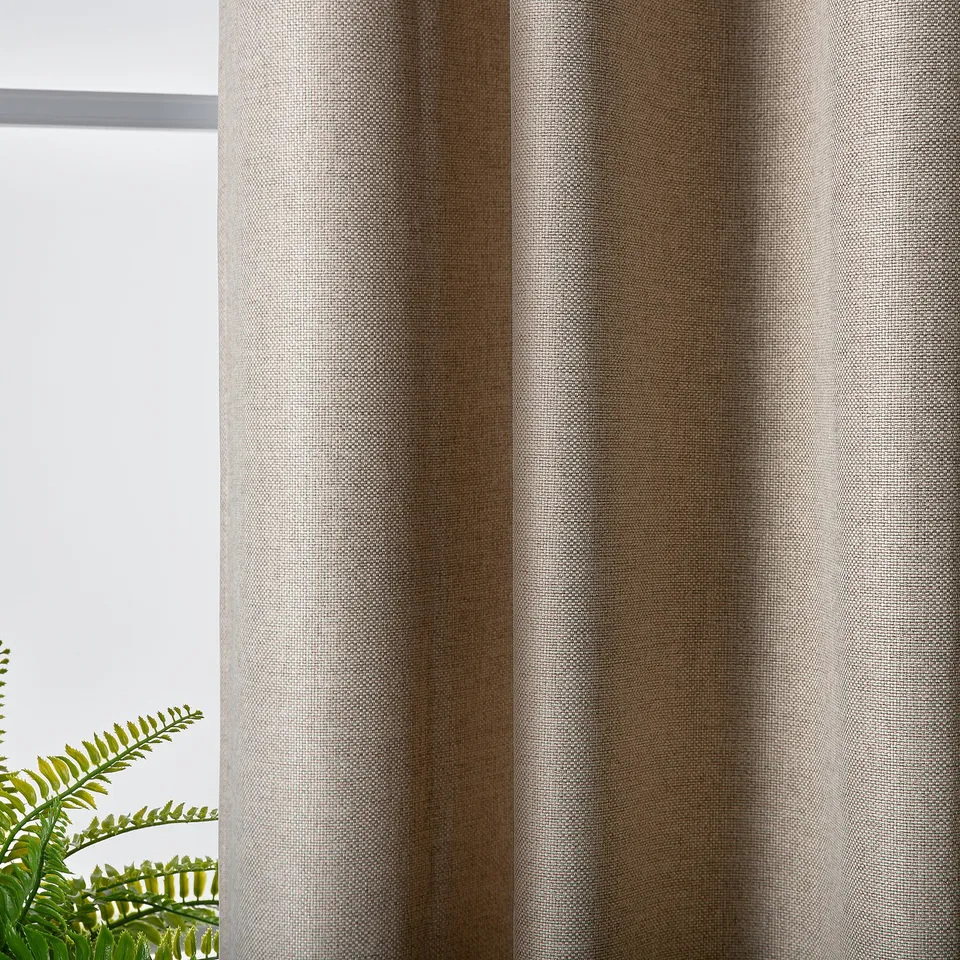 ANNAKAJSA Room darkening curtains, 1 pair, beige/with heading tape, 145x300 cm