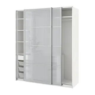 PAX / SVARTISDAL wardrobe with sliding doors, white/white paper effect, 200x66x236 cm