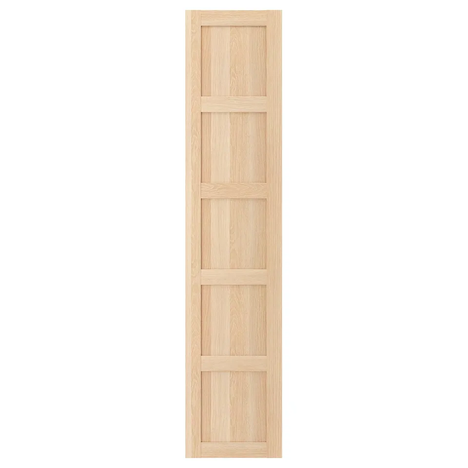 Wooden cabinet door with four panels, smooth finish, natural grain.