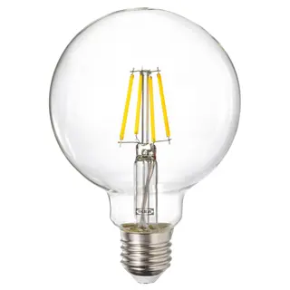 LUNNOM LED bulb E27 470 lumen, dimmable/globe clear glass, 95 mm