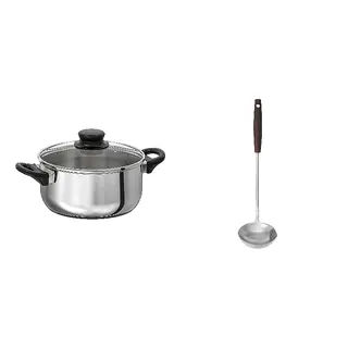 pot + ladle set: pot with lid + ladle with separator, glass/stainless steel + stainless steel/walnut, 2.8 l
