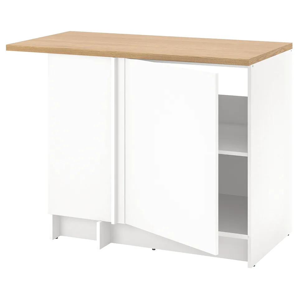 KNOXHULT kitchen unit, white and wood, l-shape, modular design, adjusts, stores, organises.