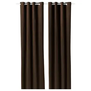 SANELA curtains, 1 pair, dark brown/with eyelets, 140x300 cm
