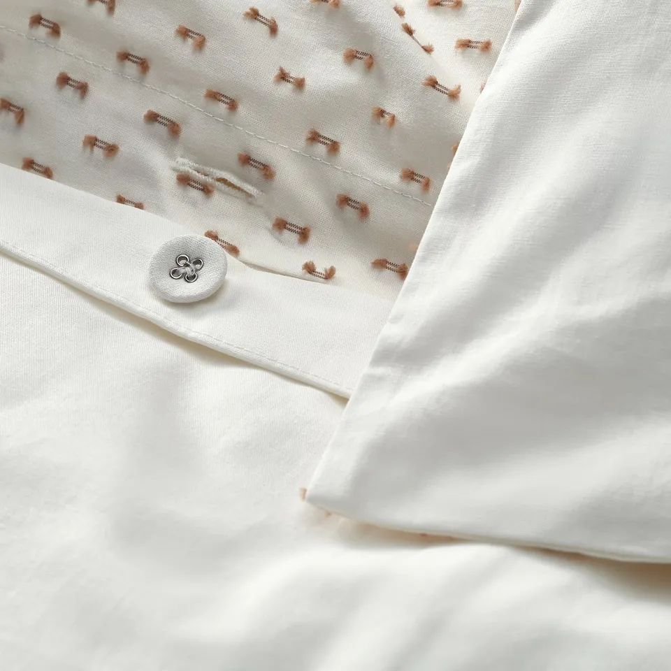 BANDKNIPPE Duvet cover and 2 pillowcases, white/beige, 200x200/50x80 cm