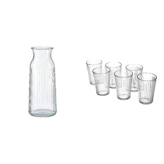 VARDAGEN set: carafe + glass, clear glass/patterned + clear glass, 1.0 l