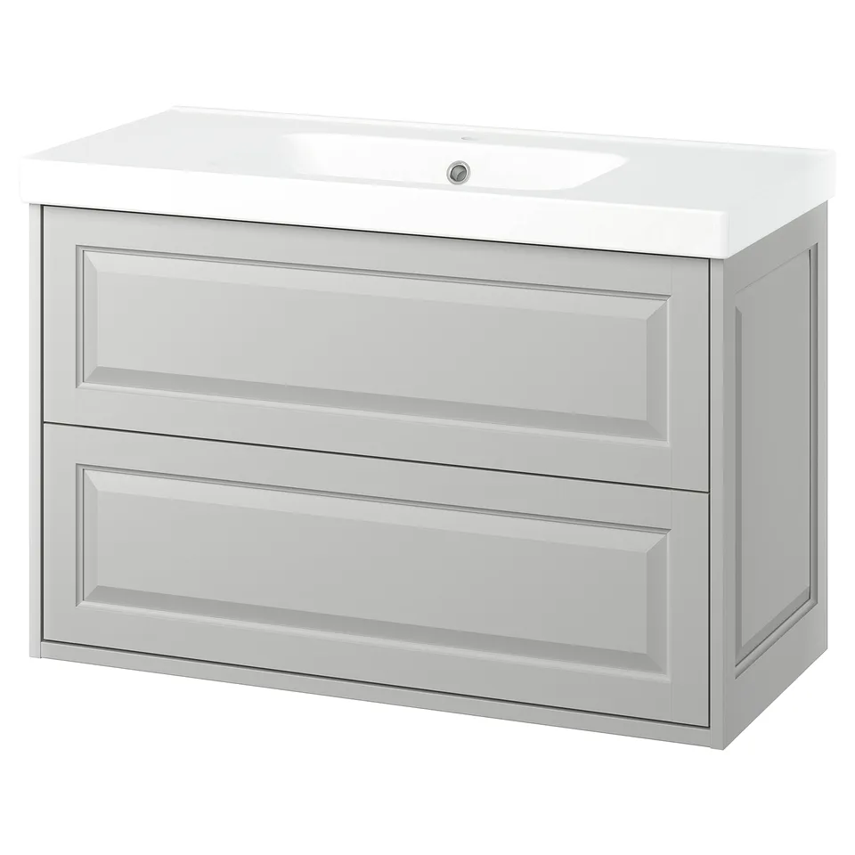 TÄNNFORSEN / ORRSJÖN Wash-stnd w drawers/wash-basin, light grey, 102x49x69 cm
