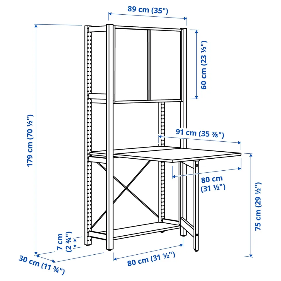 Illustration with measurements for the product: IVAR.