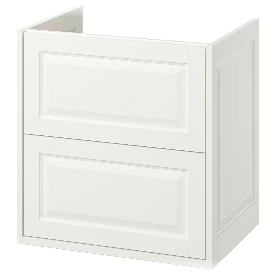 TÄNNFORSEN: white wash-stand with bevelled edges, full drawers, wall-mountable. Classic design.
