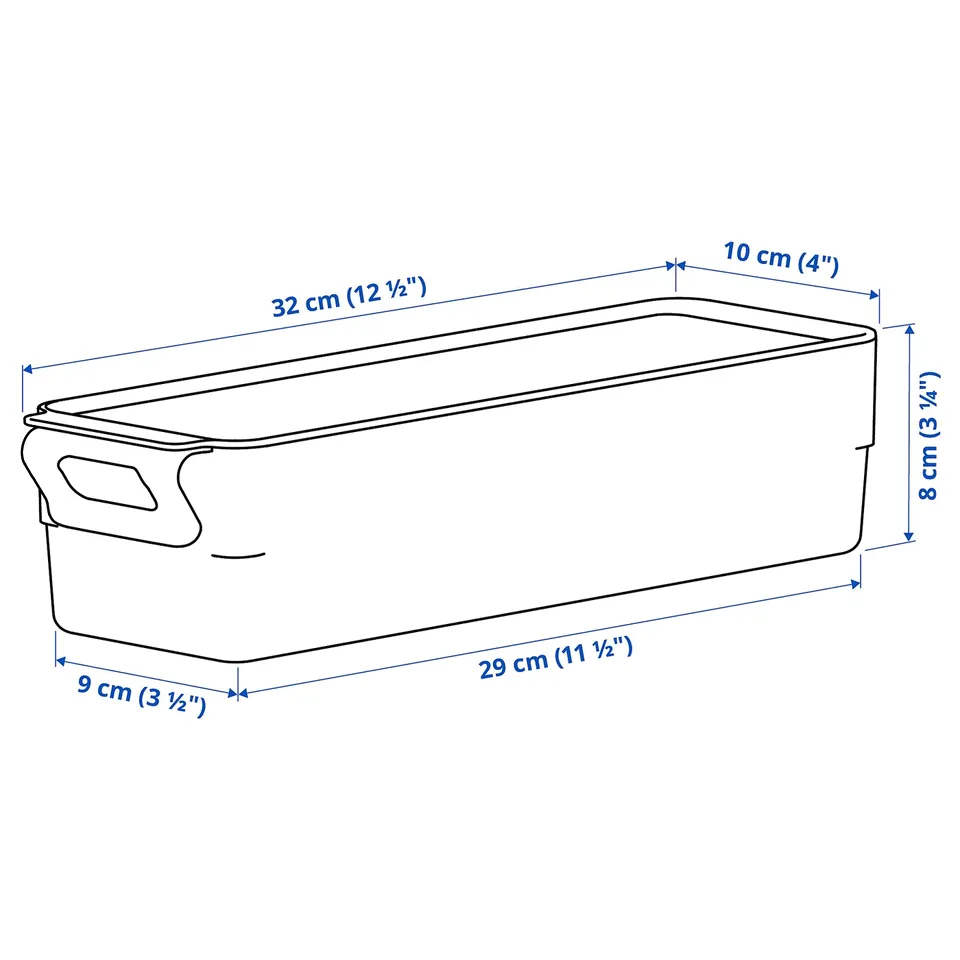 KLIPPKAKTUS Storage box for fridge, transparent, 32x10x8 cm