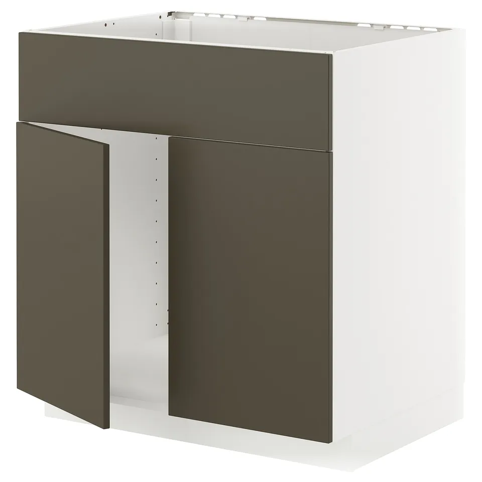 METOD kitchen cabinet - white & brown, modern, rectangular, flat panels.