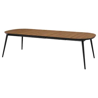TJÄRKIL extendable table, black/walnut veneer, 180/235/290x100 cm
