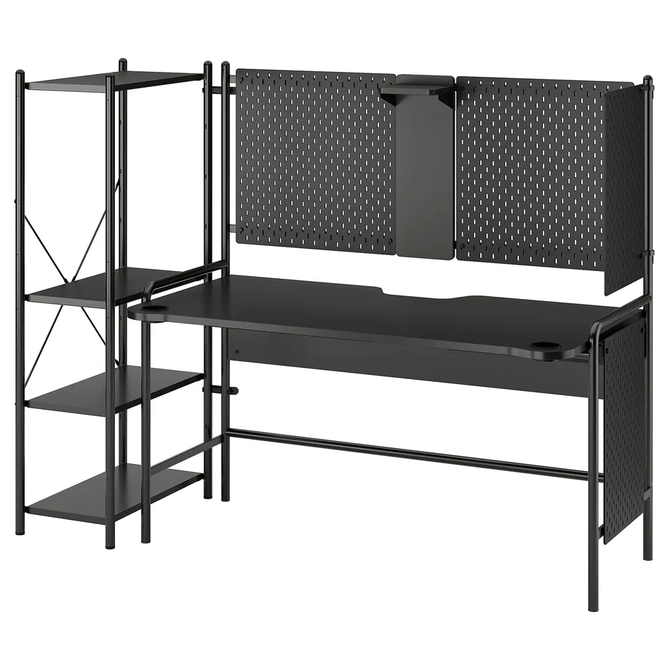 FRÖSKELÅS Gaming desk, with storage/black