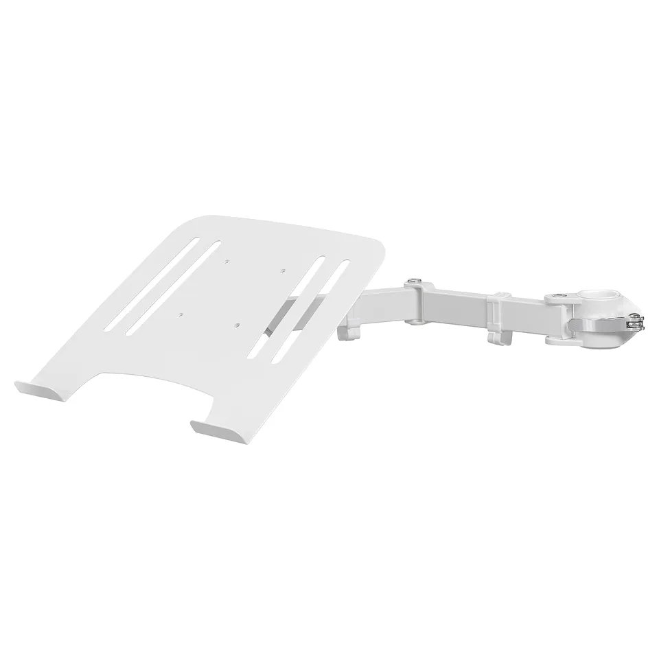 STUBBERGET laptop holder: white, plastic, arm-mount, ergonomic.