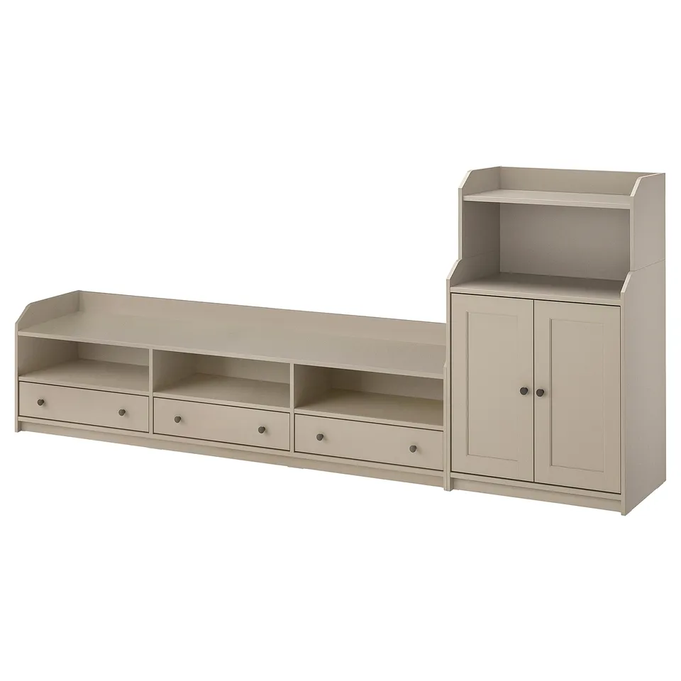 HAUGA TV/storage combination, beige, 276x46x116 cm
