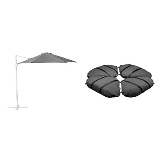 HÖGÖN/IGGÖN set: parasol+parasol base, grey + dark grey, 270 cm