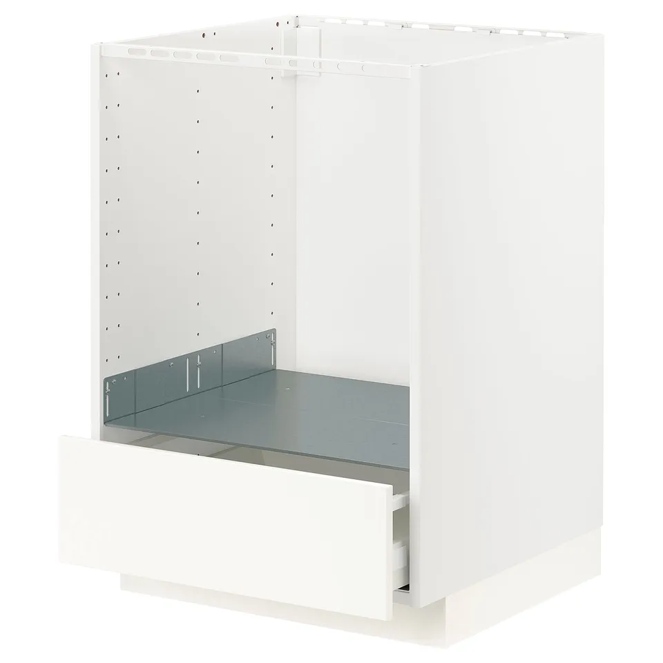 A white METOD kitchen unit with a drawer.