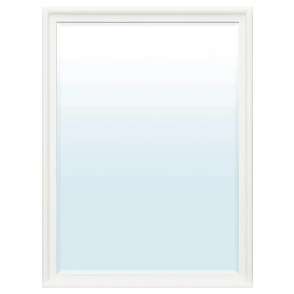PINGSTSYREN white mirror, rectangular with bevelled edges, solid pine frame.