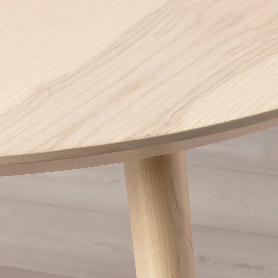 LISABO / VIHALS Table and 4 chairs, ash veneer/white Tibbleby beige-grey, 105 cm