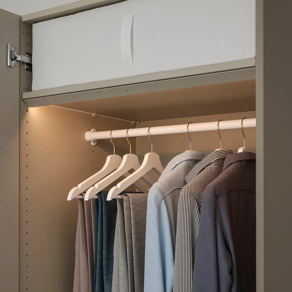 Modern wardrobe with led lights for clothes.