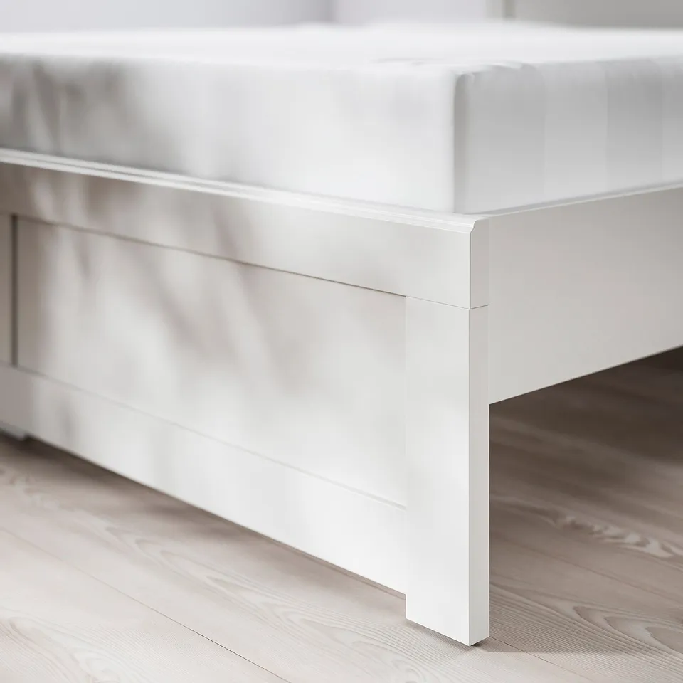 FÅGELFJÄLLET Bed frame, off-white/Luröy, 150x200 cm