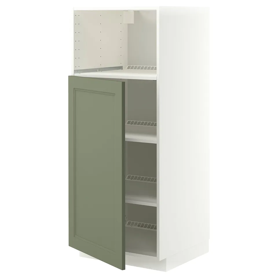 METOD High cabinet f built-in appliances, white/Axstad grey-green, 60x60x140 cm