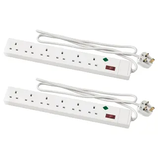 KOPPLA 6-way socket with switch, white, 1.5 m