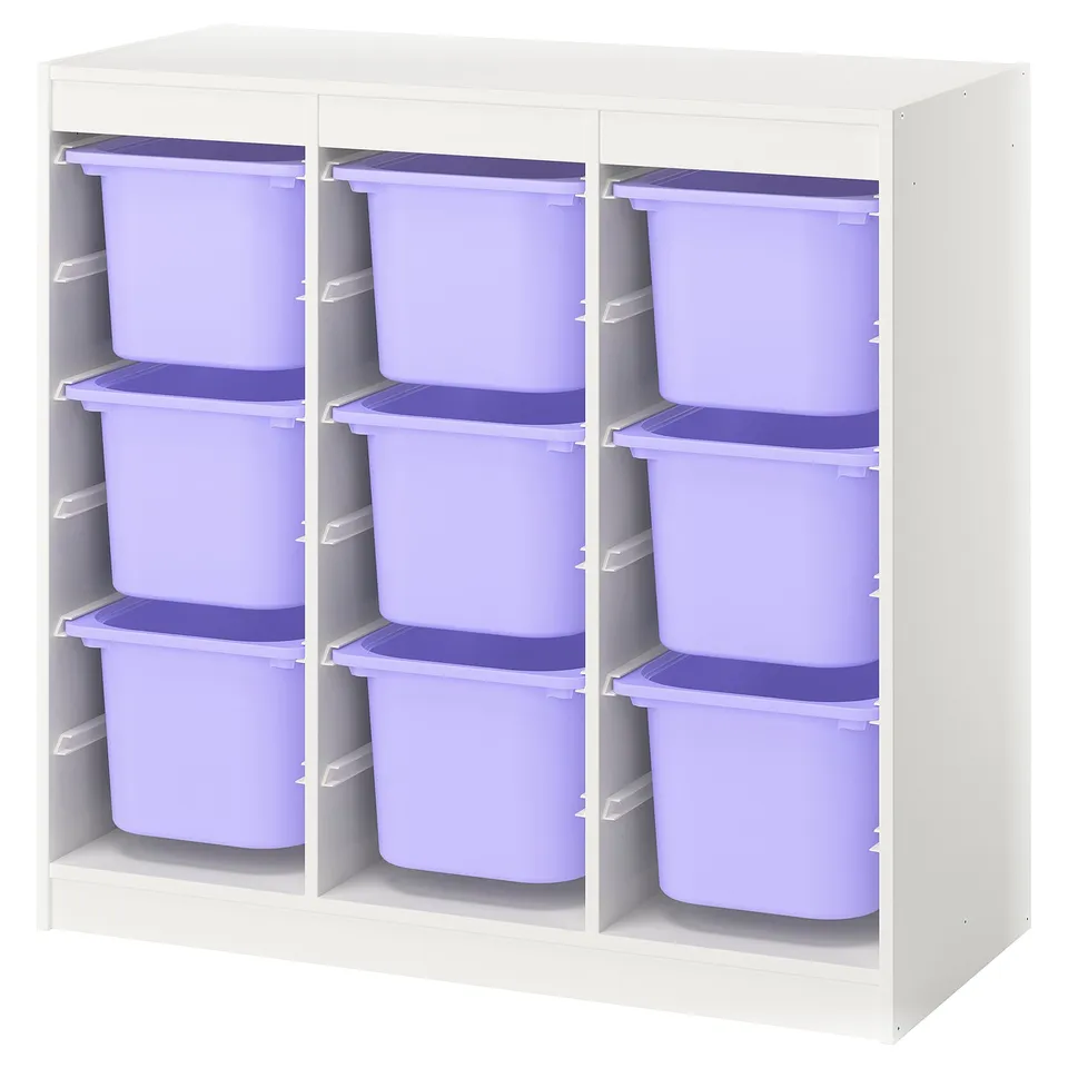 TROFAST Storage combination with boxes, room divider/white lilac, 99x44x95 cm