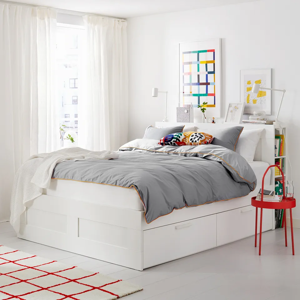 part: BRIMNES bed frame w storage and headboard