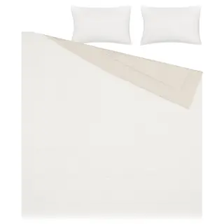HEDFRYLE comforter set, white/beige, 240x220/50x80 cm