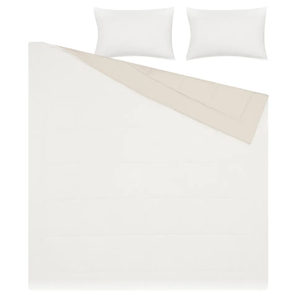 HEDFRYLE Comforter set, white/beige, 240x220/50x80 cm