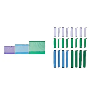 BEVARA/ISTAD set: resealable bag + sealing clip, set of 24, with slider/mixed colours + mixed colours, 1/2/4 l