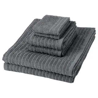 VÅGSJÖN towel, set of 6, dark grey