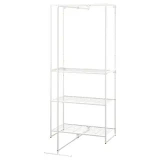 JOSTEIN shelving unit with drying rack, in/outdoor/wire white, 81x53/117x180 cm