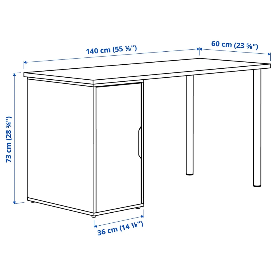 LAGKAPTEN / ALEX Desk, grey/wood effect black, 140x60 cm