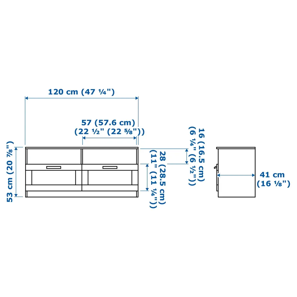 Illustration with measurements for the product: BRIMNES.