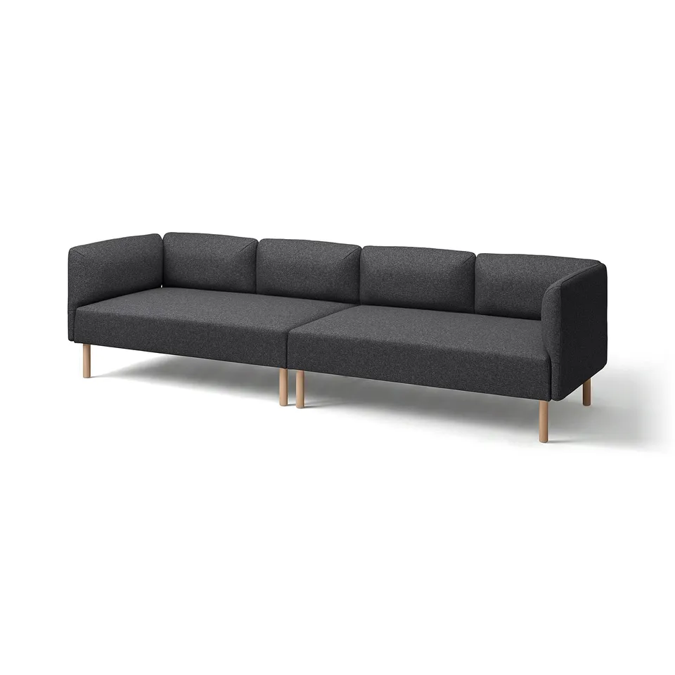 A modern, grey LILLEHEM modular sofa with wooden legs, ideal for versatile and comfortable seating arrangements.
