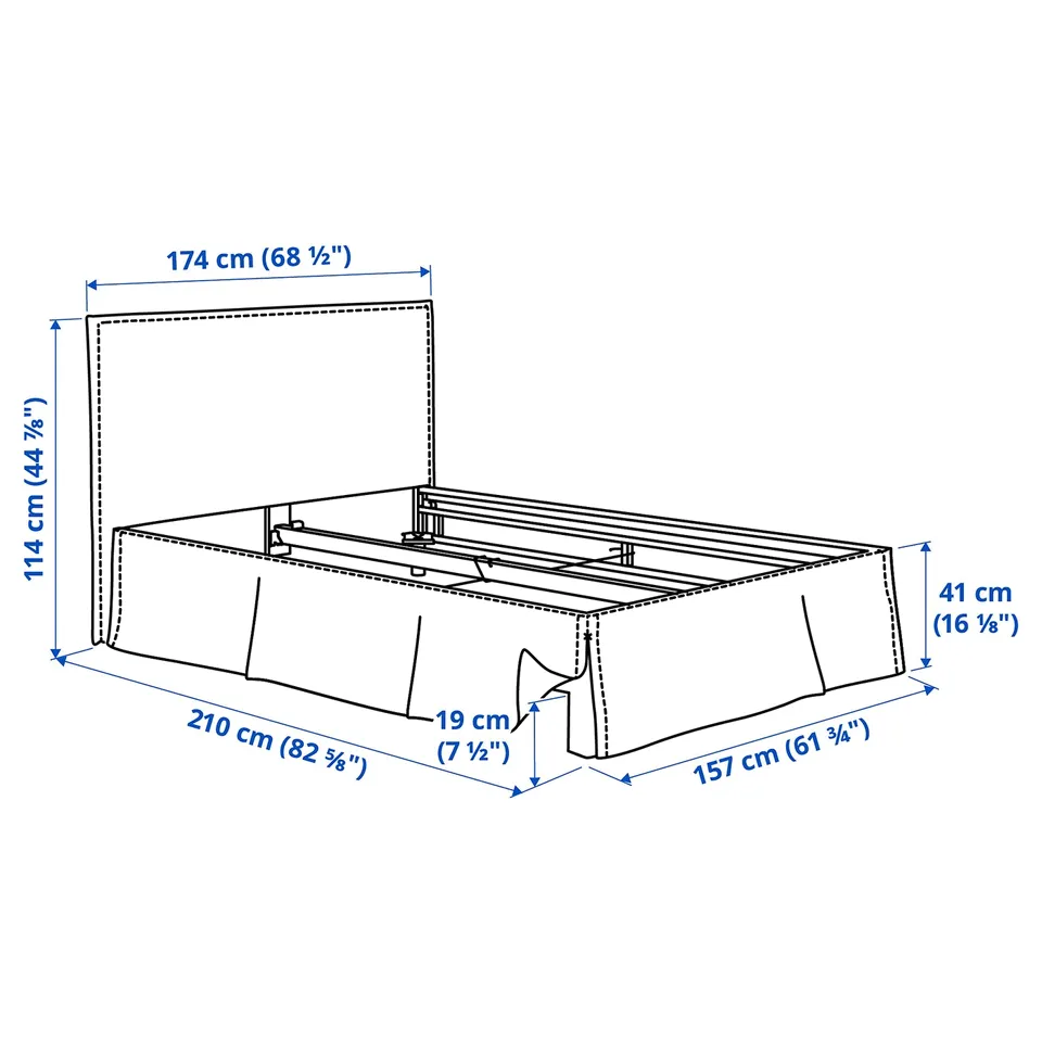 TÄRNKULLEN Upholstered bed frame, Vissle beige/Luröy, 150x200 cm