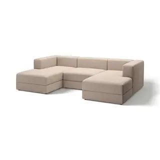 JÄTTEBO 3,5-seat mod sofa w chaise longues, armrests/Samsala grey-beige, Width 285 x Depth 160 x Height 71 cm