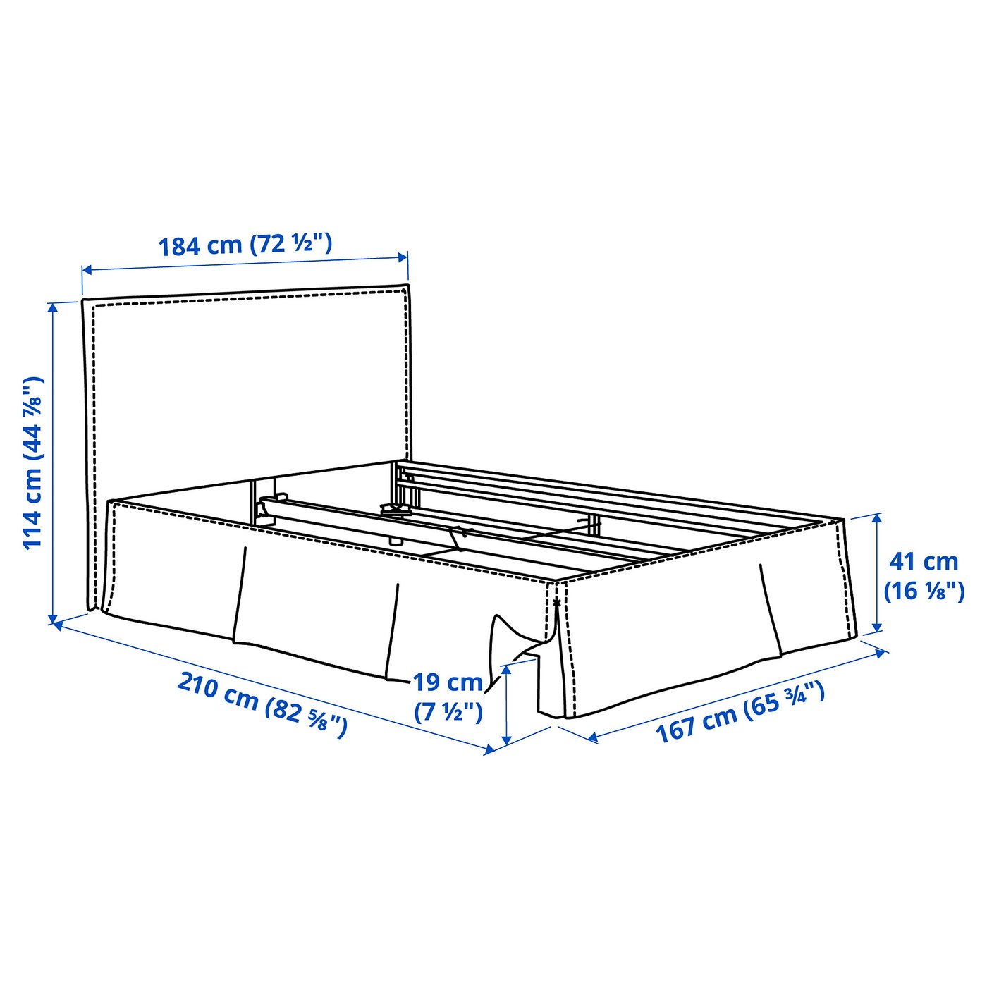 TÄRNKULLEN Upholstered bed frame, Vissle beige/Lindbåden, 160x200 cm