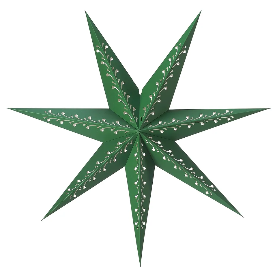 STRÅLA Lamp shade, paper star/green white, 90 cm