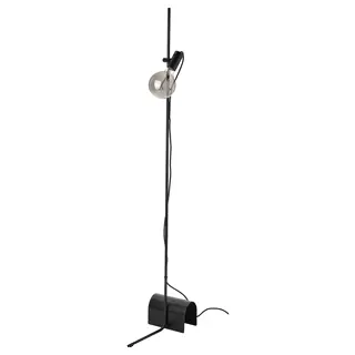 HÅRSLINGA / MOLNART floor lamp with light bulb, black/globe grey clear glass, Height 153 x Length 42 x Width 21 cm