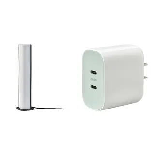 SJÖSS/SKAFTSÄRV set: LED decoration lighting + 45W 2-port USB charger, dimmable + fast charging, Height 25 x Length 6 x Width 6 cm