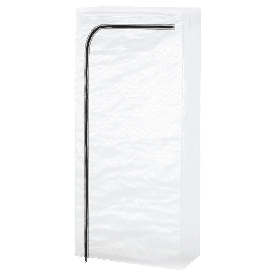 White HYLLIS cover for shelving, dust protection, greenhouse option.