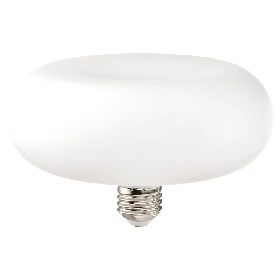 Molnar led light bulb, white, glass, round shape, simple design.
